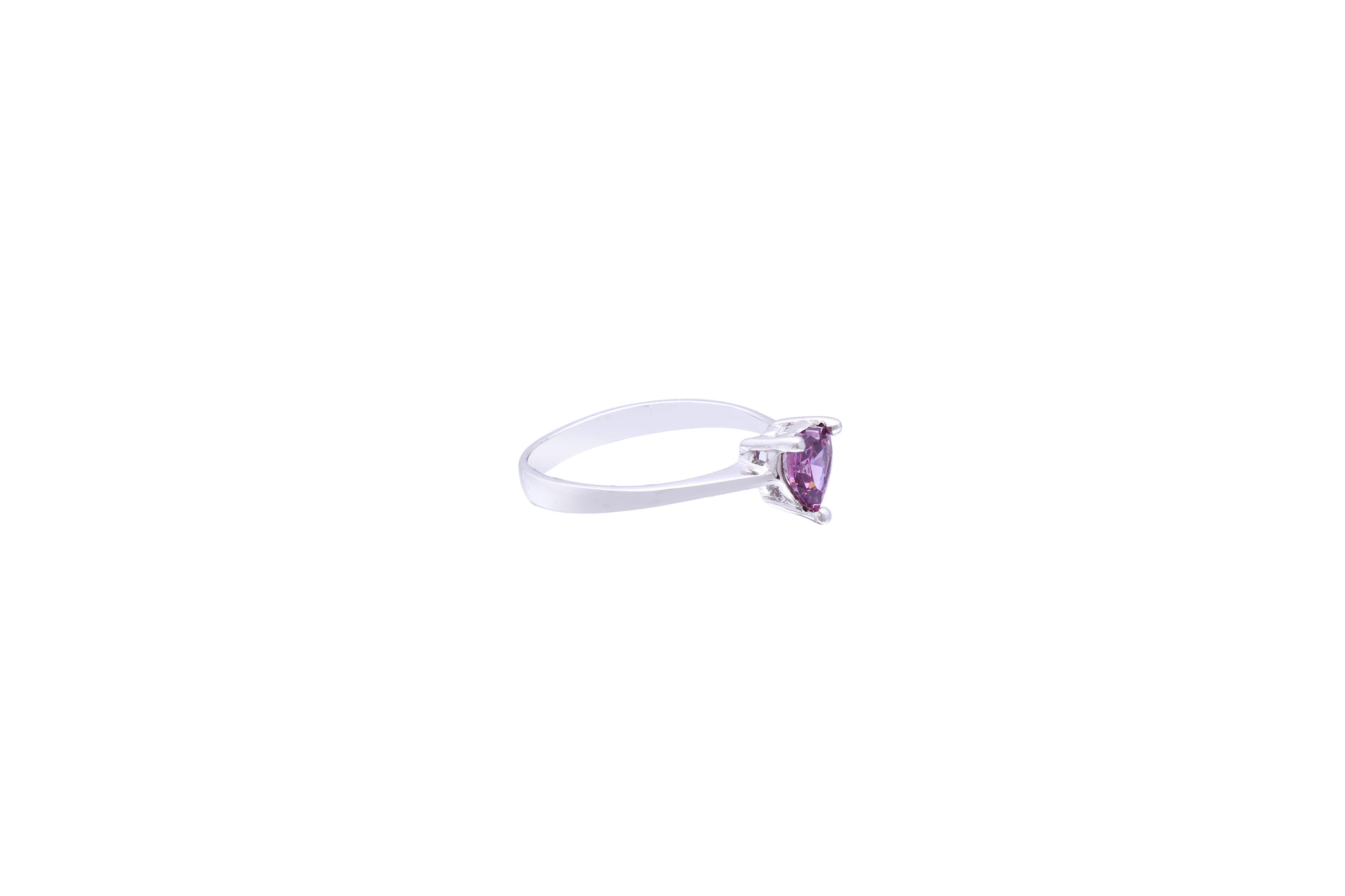 Asfour Crystal A Drew Ring Made Of 925 Sterling Silver ( Size 8 ) With Heart Design Inlaid With Tenzanite Zircon Stone-RD0052-N5-8