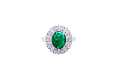 Asfour Crystal Cocktail Ring With Oval Cut Emerald Zircon Stone In 925 Sterling Silver RD0069-GW-7