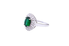 Asfour Crystal Cocktail Ring With Oval Cut Emerald Zircon Stone In 925 Sterling Silver RD0069-GW-8