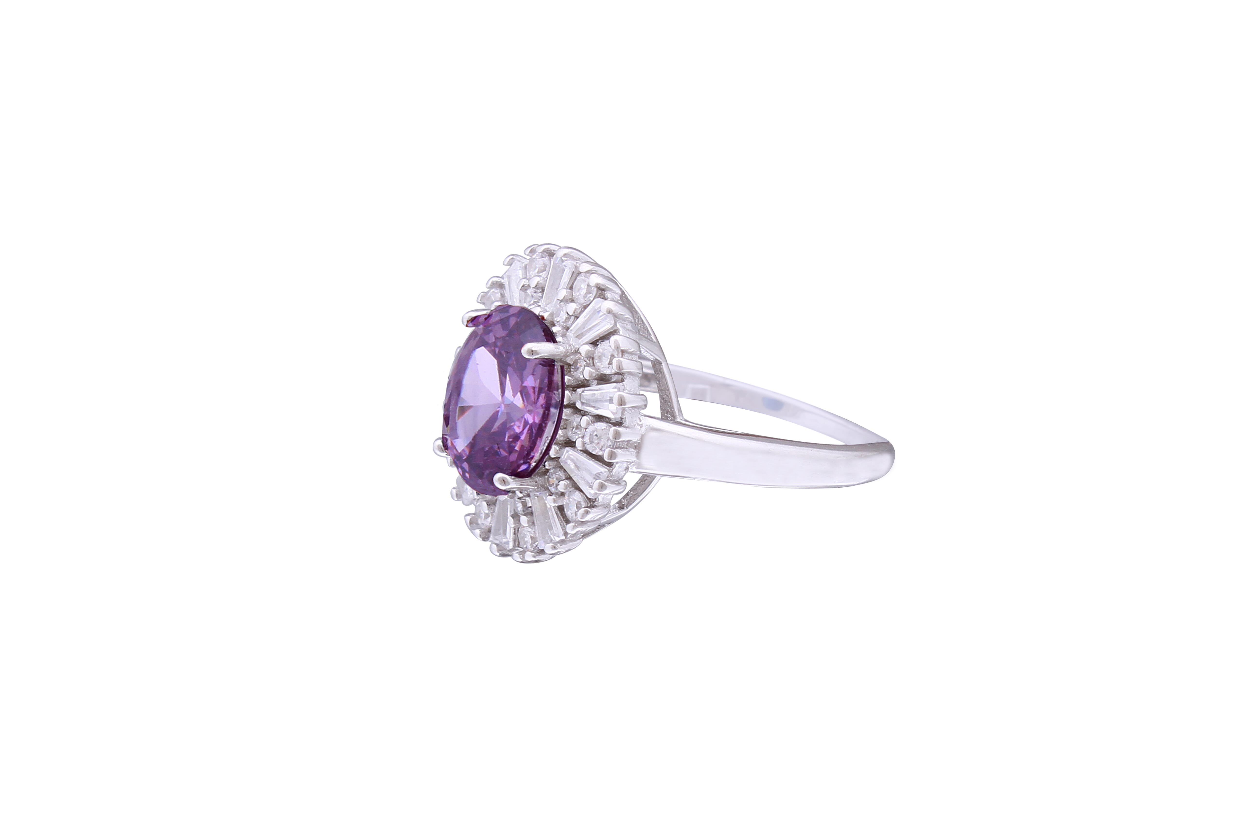 Asfour Crystal Cocktail Ring With Oval Cut Tenzanite Zircon Stone In 925 Sterling Silver RD0069-NW-7