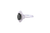 Asfour Crystal Black Oval Ring Inlaid With Zircon Stones In 925 Sterling Silver RD0072-PW-7