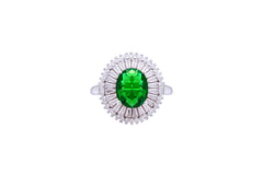 Asfour Crystal Cocktail Emerald Ring Inlaid With Zircon In 925 Sterling Silver RD0074-GW-7