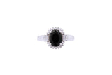 Asfour Crystal Halo Ring With Black Zircon Stone In 925 Sterling Silver RD0075-P-8