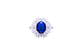 Asfour Crystal Blue Oval Ring Inlaid With Zircon Stone In 925 Sterling Silver RD0076-BW-8