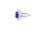 Asfour Crystal Blue Oval Ring Inlaid With Zircon Stone In 925 Sterling Silver RD0076-BW-8