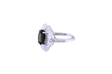 Asfour Crystal Black Oval Ring Inlaid With Zircon Stone In 925 Sterling Silver RD0076-PW-8