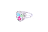 Asfour Crystal Fashion Ring With Multi Color Art Deco Design In 925 Sterling Silver-RD0080-K-A-8