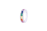 Asfour Crystal Band Ring Inlaid With Multi color Zircon Stones In 925 Sterling Silver-RD0084-K-7