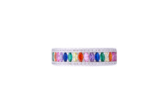 Asfour Crystal Band Ring Inlaid With Multi color Zircon Stones In 925 Sterling Silver-RD0085-K-9