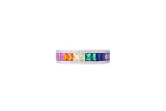 Asfour Crystal Band Ring Inlaid With Multi color Zircon Stones In 925 Sterling Silver-RD0087-K-8