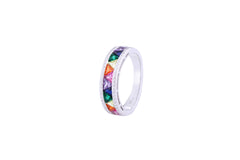 Asfour Crystal Band Ring Inlaid With Multi color Zircon Stones In 925 Sterling Silver-RD0090-K-7