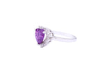 Asfour Crystal Drew Ring With Tenzanite Heart Design In 925 Sterling Silver-RD0091-N-A-8