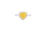 Asfour Crystal Drew Ring With Yellow Heart Design In 925 Sterling Silver-RD0091-Y-A-7