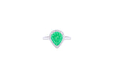 Asfour Crystal Halo Ring With Emerald Pear Design In 925 Sterling silver-RD0093-G-A-7