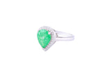 Asfour Crystal Halo Ring With Emerald Pear Design In 925 Sterling silver-RD0093-G-A-7
