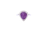 Asfour Crystal Halo Ring With Tenzanite Pear Design In 925 Sterling silver-RD0093-N-A-7