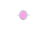 Asfour Crystal Halo Ring With Rose Opal Stone In 925 Sterling Silver-RD0094-O-A-7