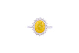 Asfour Crystal Halo Ring With Yellow Opal Stone In 925 Sterling Silver-RD0094-Y-A-7