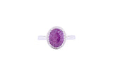 Asfour Crystal Halo Ring With Tenzanite Oval Stone In 925 Sterling Silver-RD0095-N-A-7