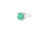 Asfour Crystal Halo Ring With Emerald Opal Stone In 925 Sterling Silver-RD0099-G-A-7