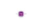 Asfour Crystal Halo Ring With Tenzanite Opal Stone In 925 Sterling Silver-RD0099-N-A-7