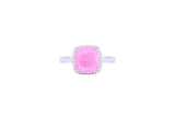 Asfour Crystal Halo Ring With Rose Opal Stone In 925 Sterling Silver-RD0100-O-A-7