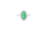 Asfour Crystal Halo Ring With Emerald Marquise Cut Opal Stone In 925 Sterling Silver-RD0101-G-A-7