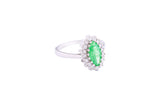 Asfour Crystal Halo Ring With Emerald Marquise Cut Opal Stone In 925 Sterling Silver-RD0101-G-A-7