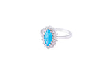 Asfour Crystal Halo Ring With Aquamarine Marquise Cut Opal Stone In 925 Sterling Silver-RD0101-M-A-8