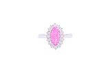 Asfour Crystal Halo Ring With Rose Marquise Cut Opal Stone In 925 Sterling Silver-RD0101-O-A-7