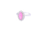 Asfour Crystal Halo Ring With Rose Marquise Cut Opal Stone In 925 Sterling Silver-RD0101-O-A-8