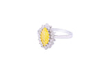 Asfour Crystal Halo Ring With Yellow Marquise Cut Opal Stone In 925 Sterling Silver-RD0101-Y-A-7
