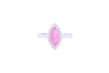 Asfour Crystal Halo Ring With Rose Marquise Cut Opal Stone In 925 Sterling Silver-RD0102-O-A-8