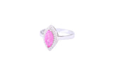 Asfour Crystal Halo Ring With Rose Marquise Cut Opal Stone In 925 Sterling Silver-RD0102-O-A-8
