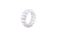 Asfour Crystal Band Ring Inlaid With Baguette Zircon Stones In 925 Sterling Silver-RD0103-W-7