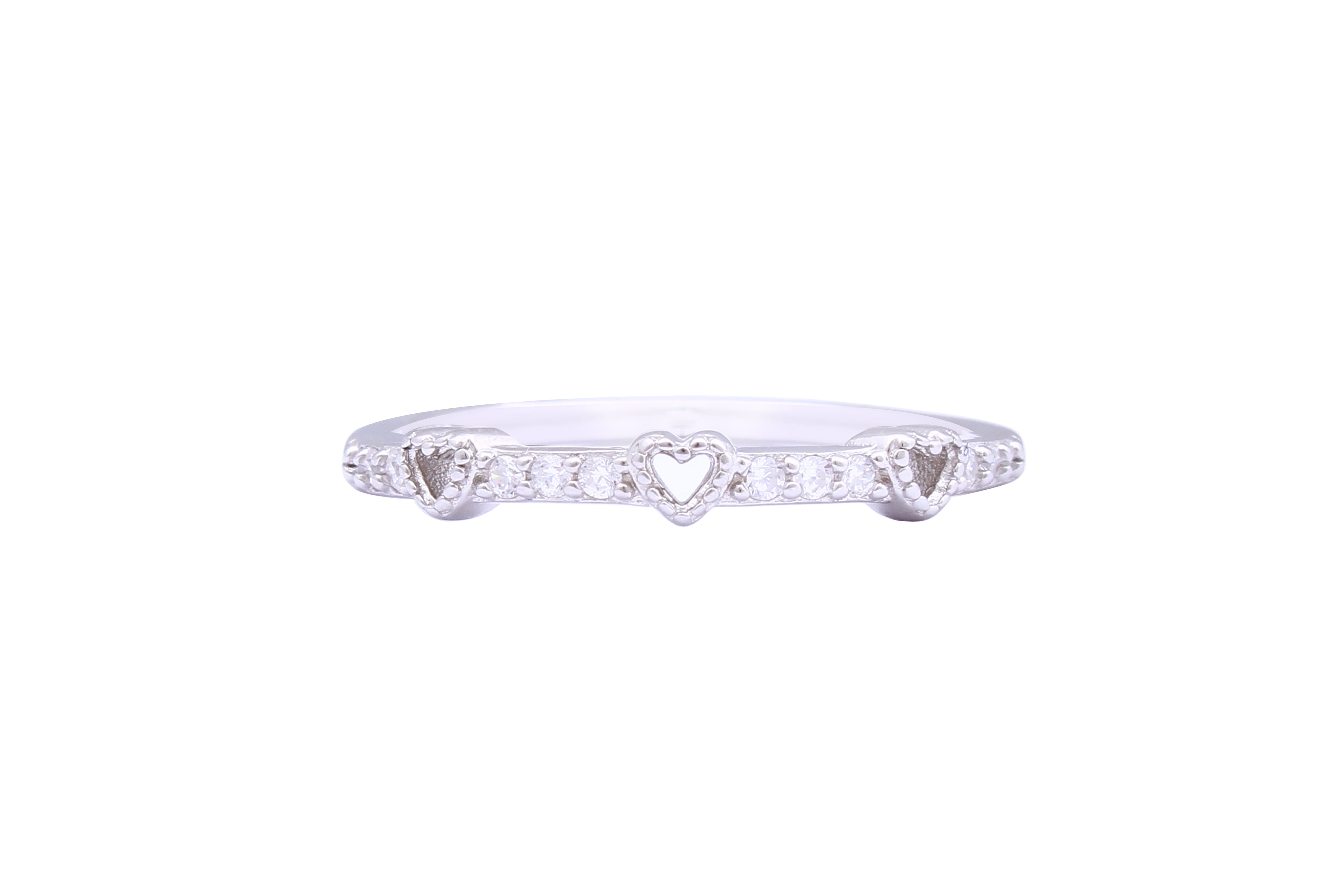 Asfour Crystal Drew Ring With Heart Design In 925 Sterling Silver RD0115-8