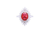 Asfour Crystal Cluster Ring With Ruby Oval Design In 925 Sterling Silver RD0121-WR-9