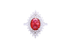 Asfour Crystal Cluster Ring With Ruby Oval Design In 925 Sterling Silver RD0121-WR-9