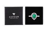 Asfour Crystal Halo Ring With Emerald Pear Design In 925 Sterling Silver RD0123-G-7