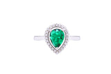 Asfour Crystal Halo Ring With Emerald Pear Design In 925 Sterling Silver RD0123-G-8