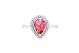 Asfour Crystal Halo Ring With Dark Rose Pear Design In 925 Sterling Silver RD0123-O5-8