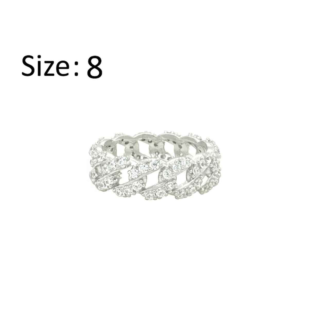 Asfour Crystal Band Ring With Art Deco Design In 925 Sterling Silver-RD0188-8