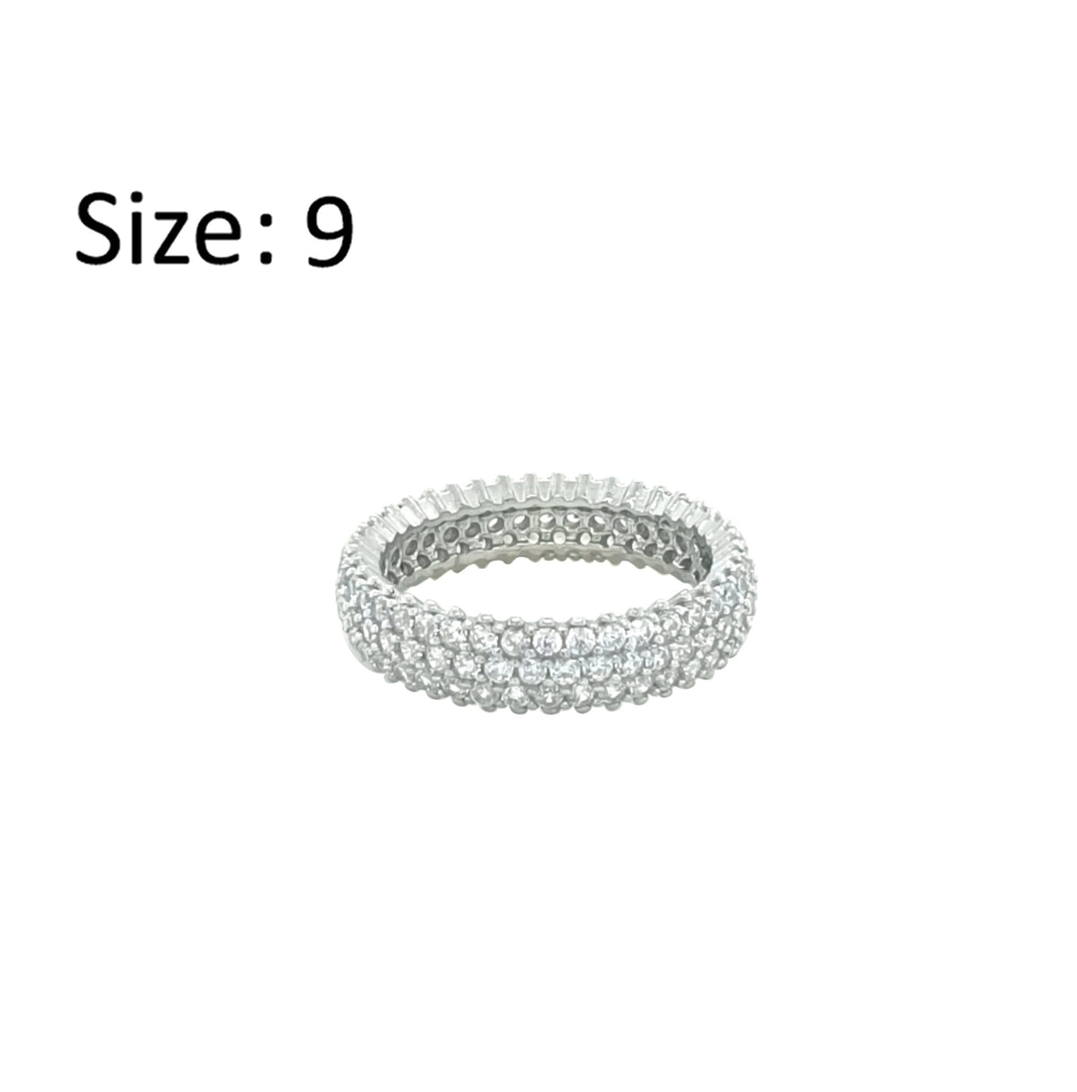 Asfour Crystal Band Ring With 3 Line Zircon Stone In 925 Sterling Silver-RD0189-9