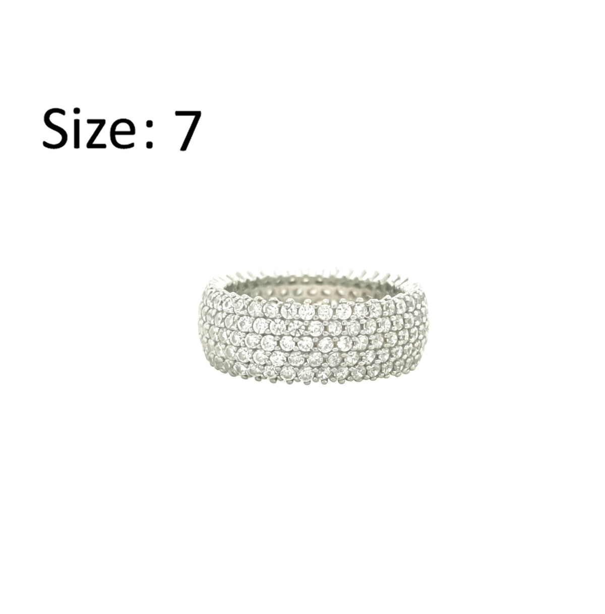 Asfour Crystal Band Ring With 5 Line Zircon Stone In 925 Sterling Silver-RD0190-7