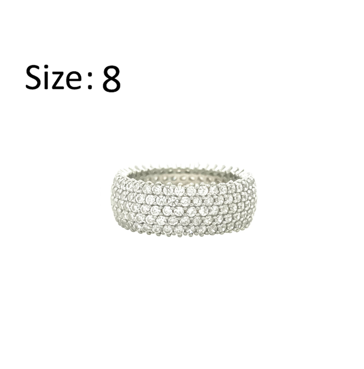 Asfour Crystal Band Ring With 5 Line Zircon Stone In 925 Sterling Silver-RD0190-8