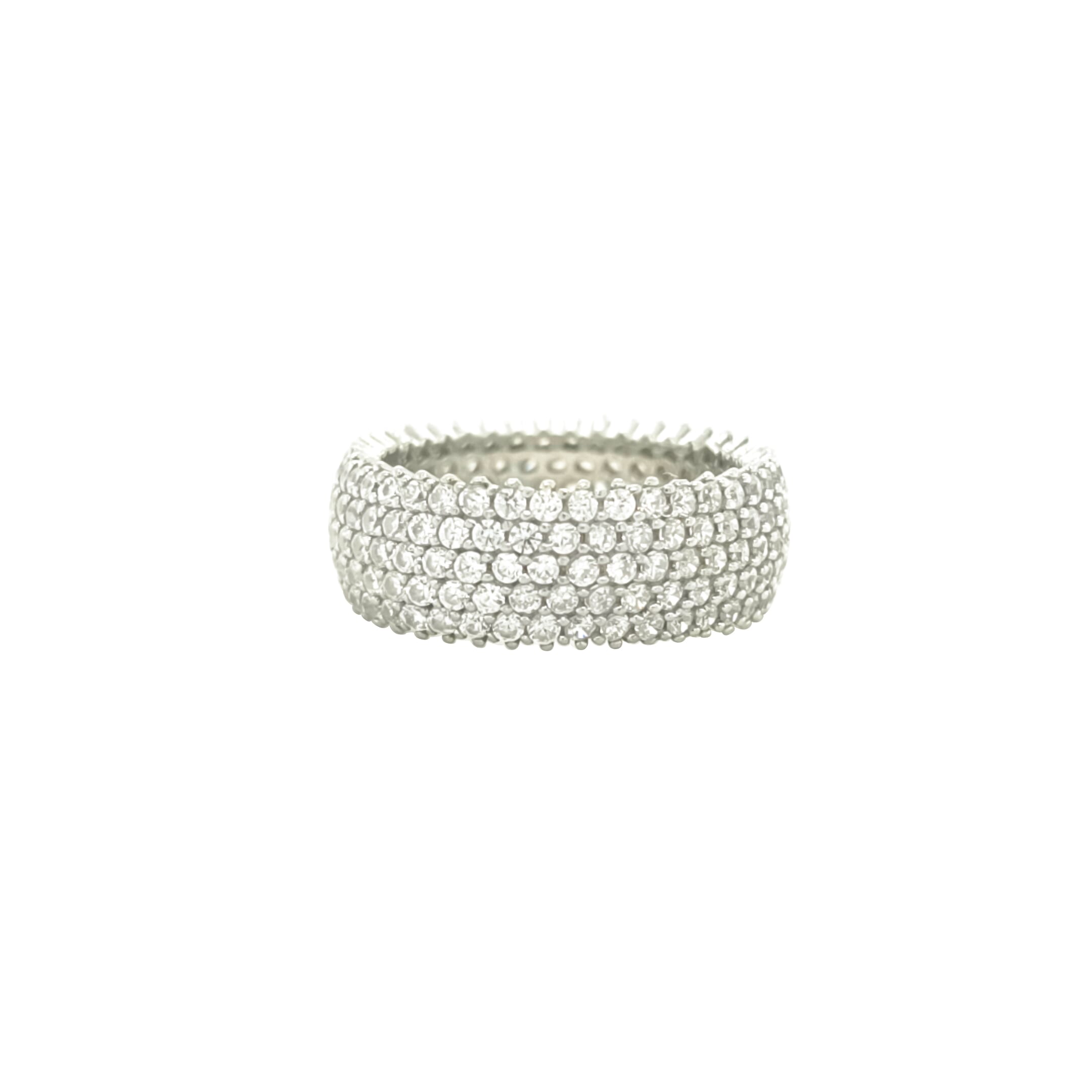 Asfour Crystal Band Ring With 5 Line Zircon Stone In 925 Sterling Silver-RD0190-8