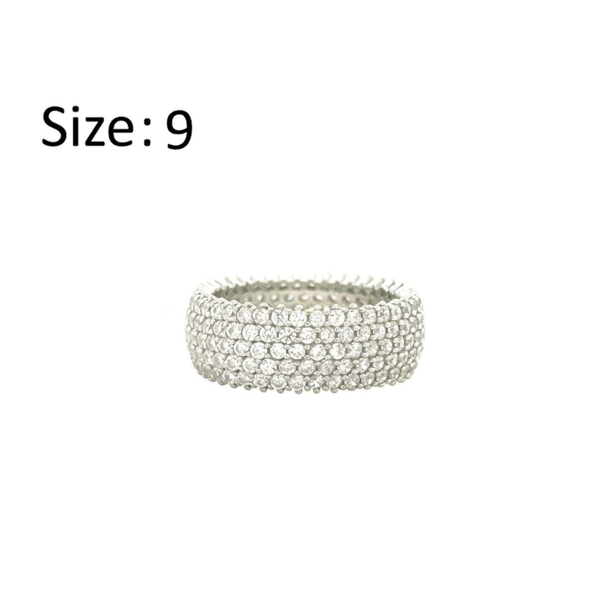Asfour Crystal Band Ring With 5 Line Zircon Stone In 925 Sterling Silver-RD0190-9