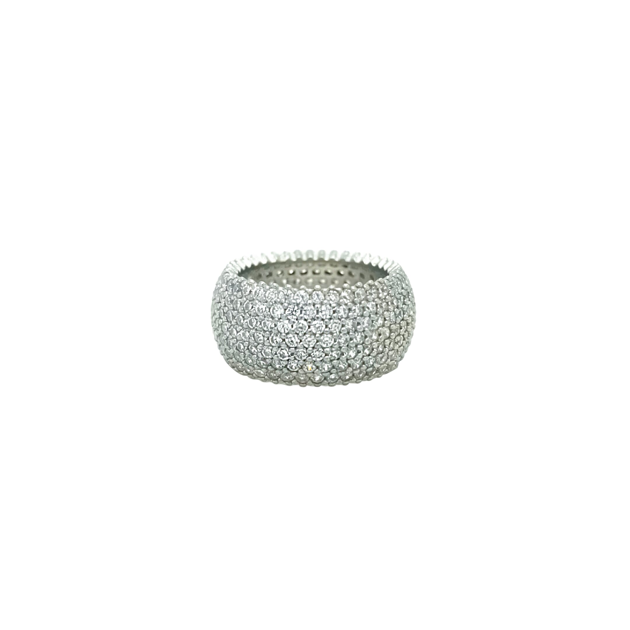 Asfour Crystal Band Ring With 7 Line Zircon Stone In 925 Sterling Silver-RD0191-8