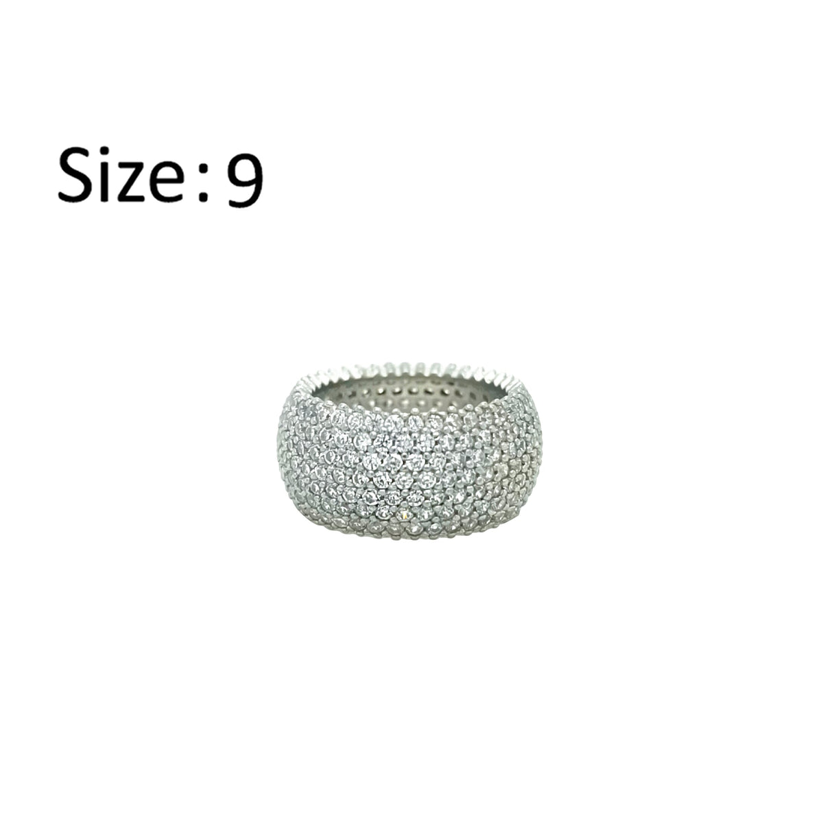 Asfour Crystal Band Ring With 7 Line Zircon Stone In 925 Sterling Silver-RD0191-9