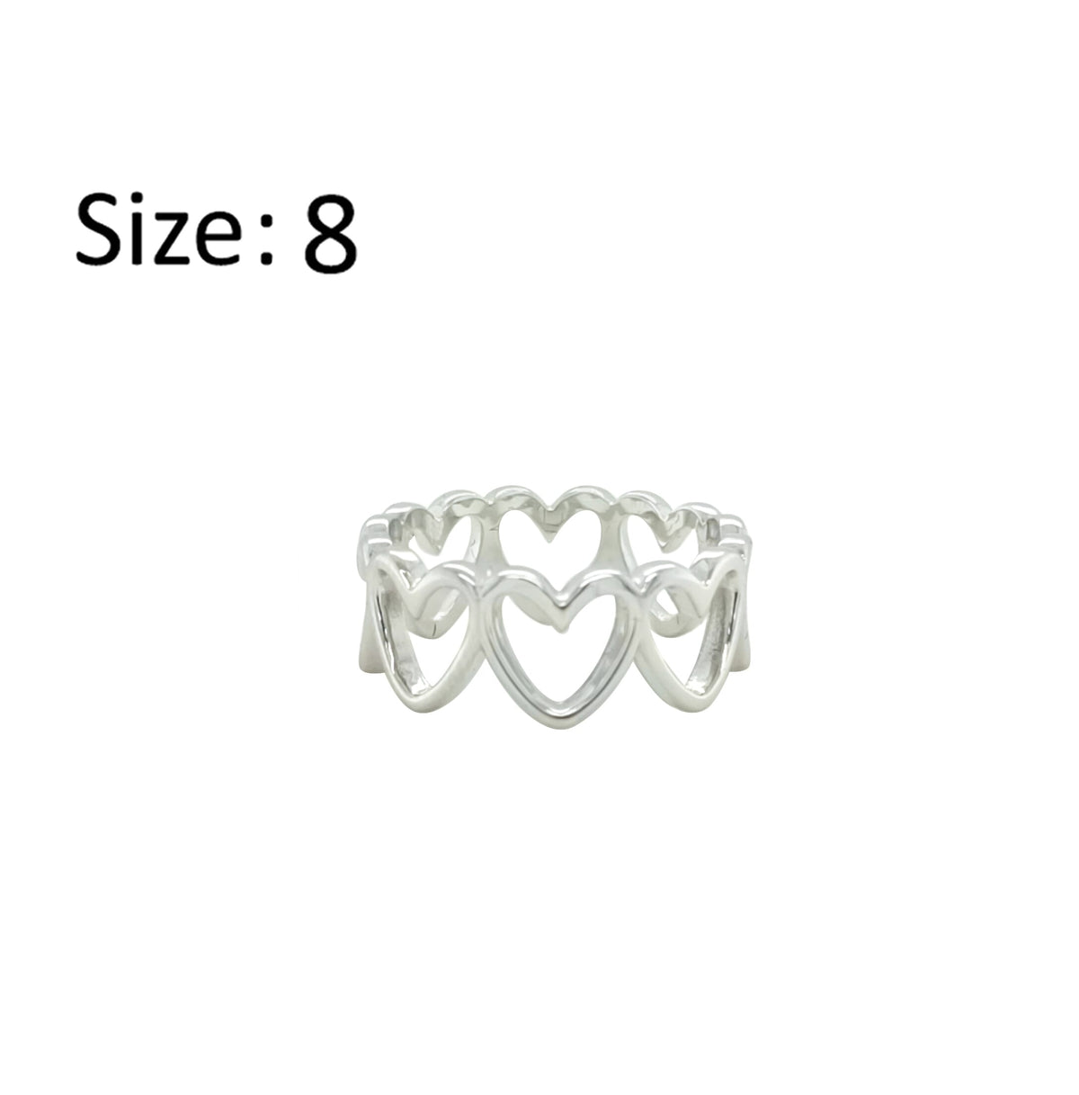 Asfour Crystal Band Ring With Hollow Hearts Design In 925 Sterling Silver-RD0192-8